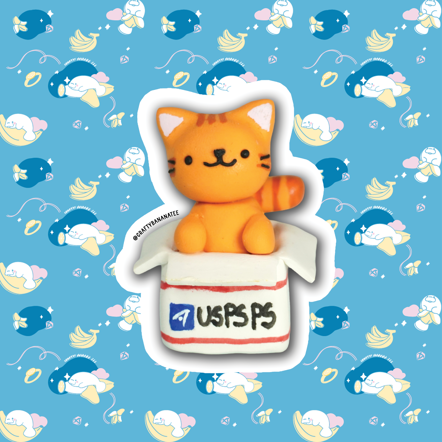 Cat in a USPSPSPS Box Sticker