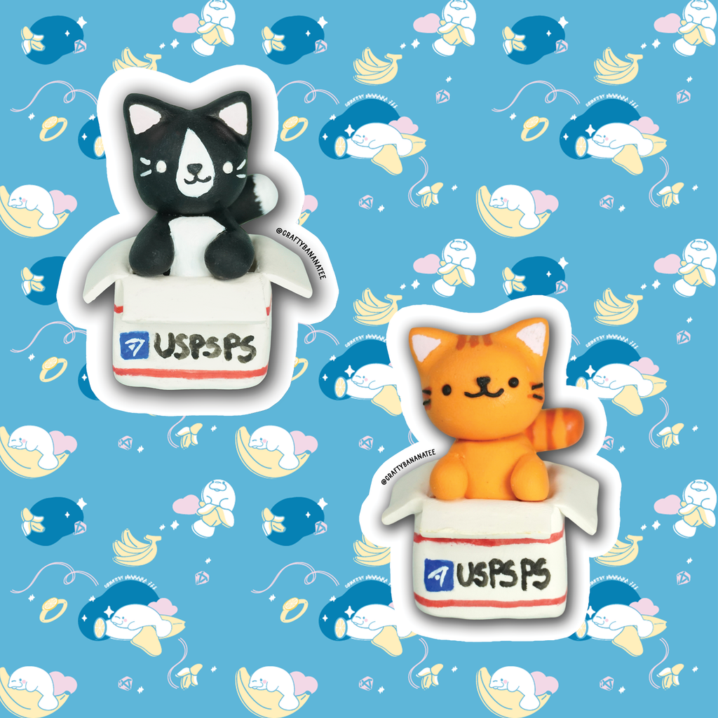 Cat in a USPSPSPS Box Sticker